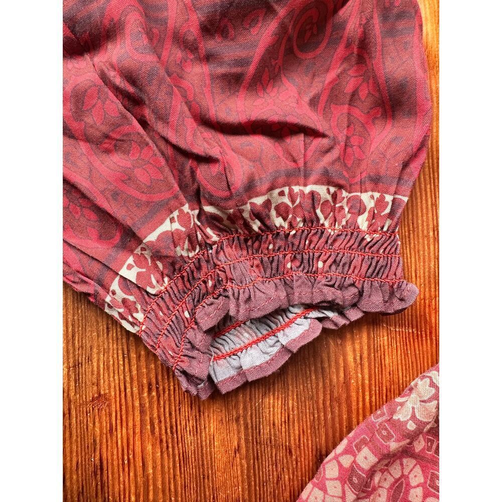 Boho Off-Shoulder Rust Mini Dress with Smocked Bodice - Picture 8 of 8
